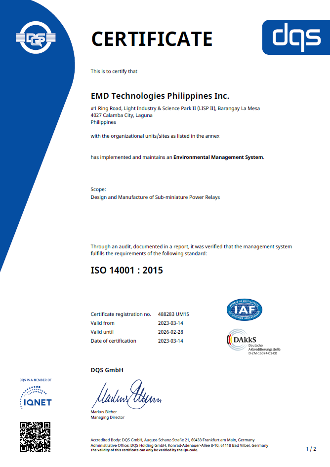 EMS 14001 Certification